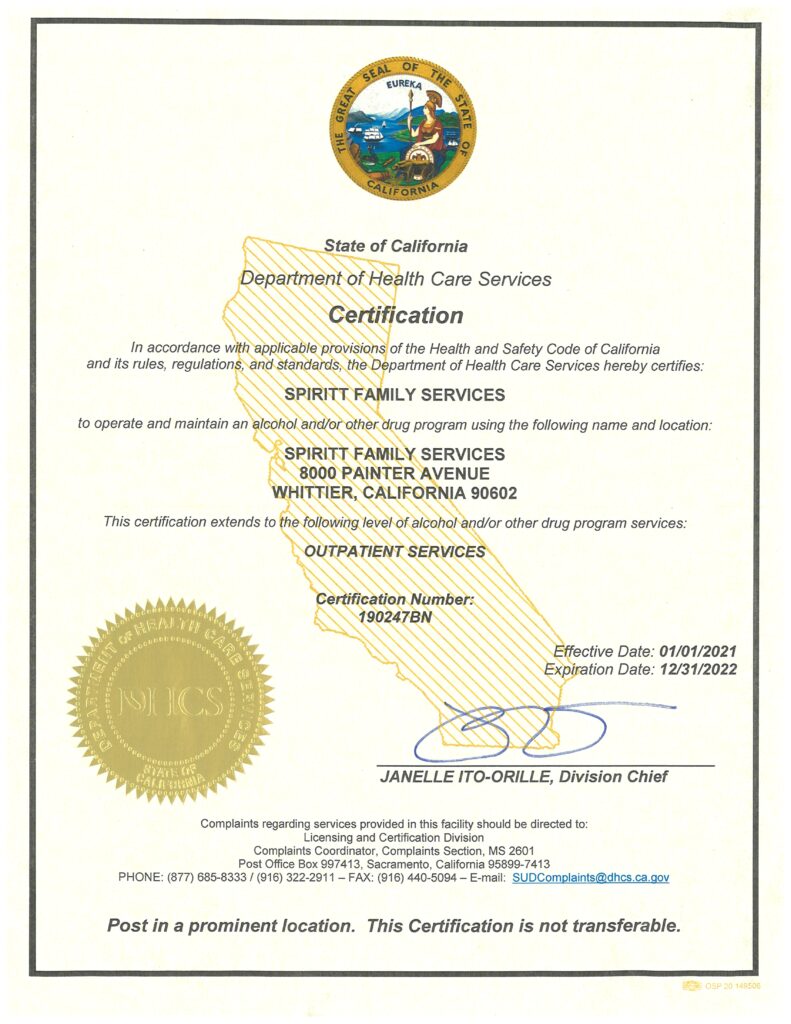 DHCS Whittier Certificate - 2021-2022 DHCS Whittier Certificate - 2021-2022